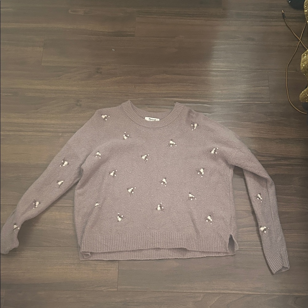 Madewell Purple Sweater with Floral Details
